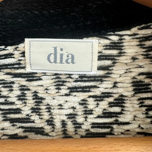 Vintage 90s Dia wool leaf print oversized chunky cardigan sweater size Large - Picture 10 of 12